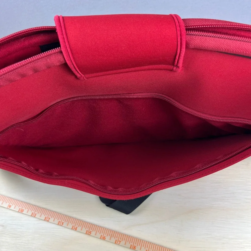 Laurex Red Floral Neoprene Laptop Messenger Bag Sleeve 17 Inch Large Case